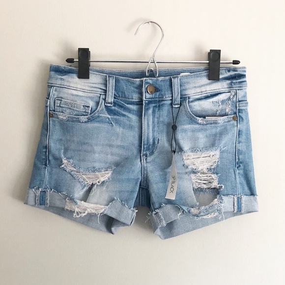black label denim shorts
